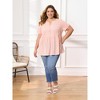 Women's Plus Size 100% Cotton Gingham Notch Neck Short Sleeve Flowy Casual Summer Babydoll Blouses - GRACE & GRANDEUR - 2 of 4