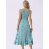 INSPIRE CHIC Women's Summer Scoop Neck Sleeveless Ruffle Hem Side Pockets Tiered Floral Midi Dress - 4 of 4