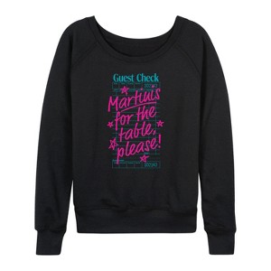 Women's - Instant Message - Martini Check Lightweight French Terry Wide Neck Long Sleeve Graphic Shirt - 1 of 4