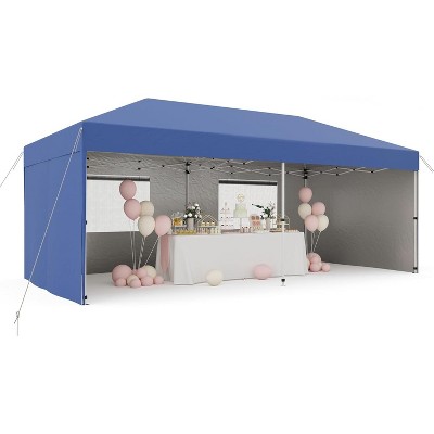 10x20 Pop Up Canopy Tent with 4 Sidewall, Heavy-Duty Gazebo Rust-Proof Frame with 3 Adjustable Heights UV Protection for Beach Party Garden