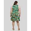 24seven Comfort Apparel Plus Size Green Print Sleeveless Knee Length Tank Swing Dress - 3 of 4