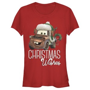 Juniors Womens Cars Merry Christmas Mater T-Shirt - 1 of 4