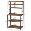 VASAGLE Baker's Rack Microwave Oven Stand Kitchen Tall Utility Storage Shelf 6 Hooks and Metal Frame - 3 of 4