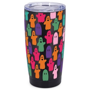 Elanze Designs Little Monsters Ghosts Halloween Wrap-Around Design 20 Ounce Stainless Steel On-The-Go Coffee Mug, Thermal Travel Tumbler with Leak - 1 of 4
