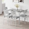 5 Piece Dining Table Set for 4, Sturdy MDF, Metal Frame Square Table with Chairs - 3 of 4
