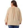 Agnes Orinda Women's Plus Size V Neck Smocked Puff Long Sleeve Ruffle Cuff Blouses - image 4 of 4