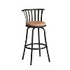HomeRoots Set of Two 29" Brown and Black Microfiber and Metal Low Back Bar Height Swivel Bar Chairs - 4 of 4
