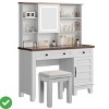 Makeup Vanity Desk Makeup Vanity with Mirror & Lights & Power Outlet Makeup Table with 2 Drawers with Charging Station - 2 of 4