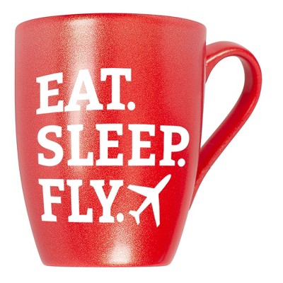 Elanze Designs Eat Sleep Fly Crimson Red 10 ounce New Bone China Coffee Cup Mug