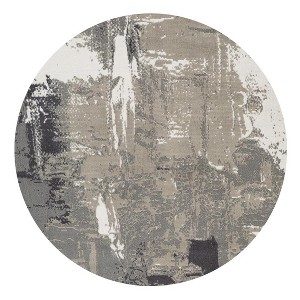 Ivory Black and Gray Abstract Power Loom Area Rug - 1 of 4