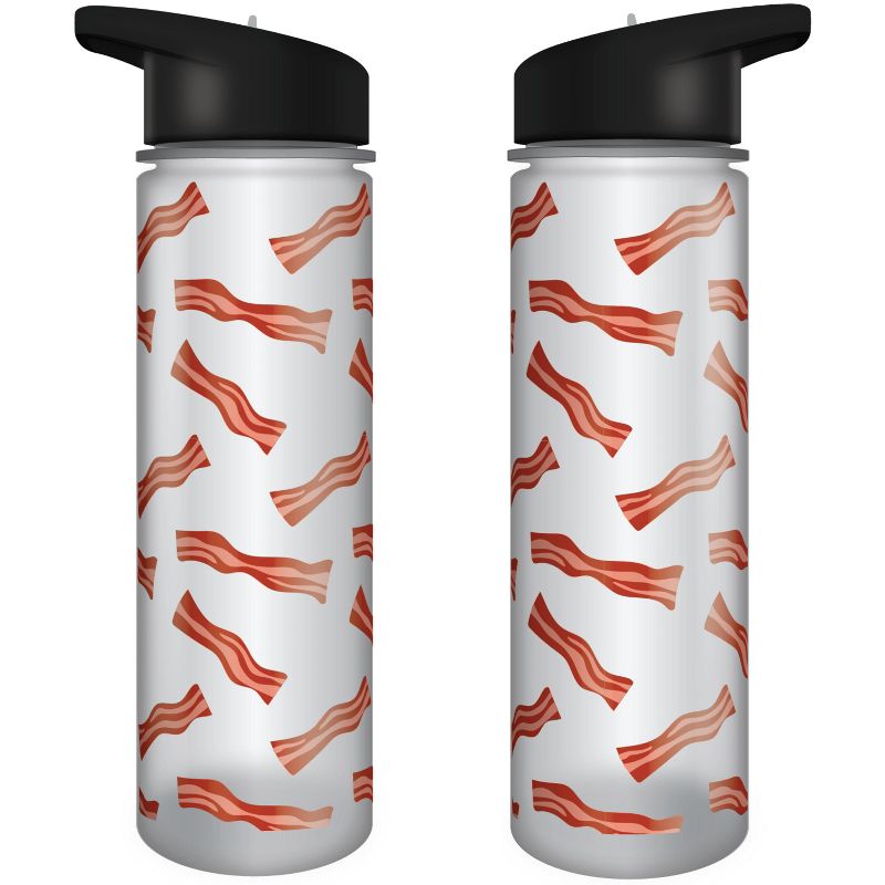 Bacon All Over Pattern 24 Oz Transparent Plastic Water Bottle With Black Lid, 1 of 2