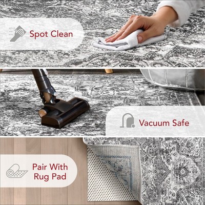 Elegance Redefined Gray Synthetic Medallion 3' x 5' Area Rug