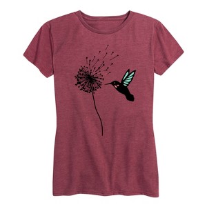 Women's - Instant Message - Hummingbird And Dandelion Short Sleeve Graphic T-Shirt - 1 of 4