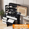Vanity Desk with Sliding Mirror and Lights, Makeup Vanity Set with 4 Drawers, Stool, Power Outlet, Open Shelves, 3 Color Adjustable Lighting Modes - 2 of 4