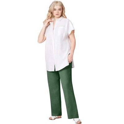 ellos Plus Size Linen-Blend Drawstring Pants