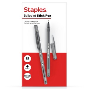 Staples Ballpoint Pen Medium Point 1.0mm Black Ink 60/Pack (ST52862) - 1 of 4