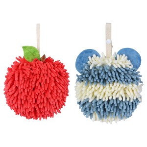 REGALWOVEN 2 Pcs Cute Soft Absorbent Chenille Ball Fuzzy Hand Towel - 1 of 4