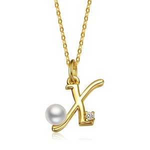 Personalized 14K Gold Plated Initial Pearl Pendant Necklace for all ages: A Charming gold Elegant Keepsake Gift - 1 of 3