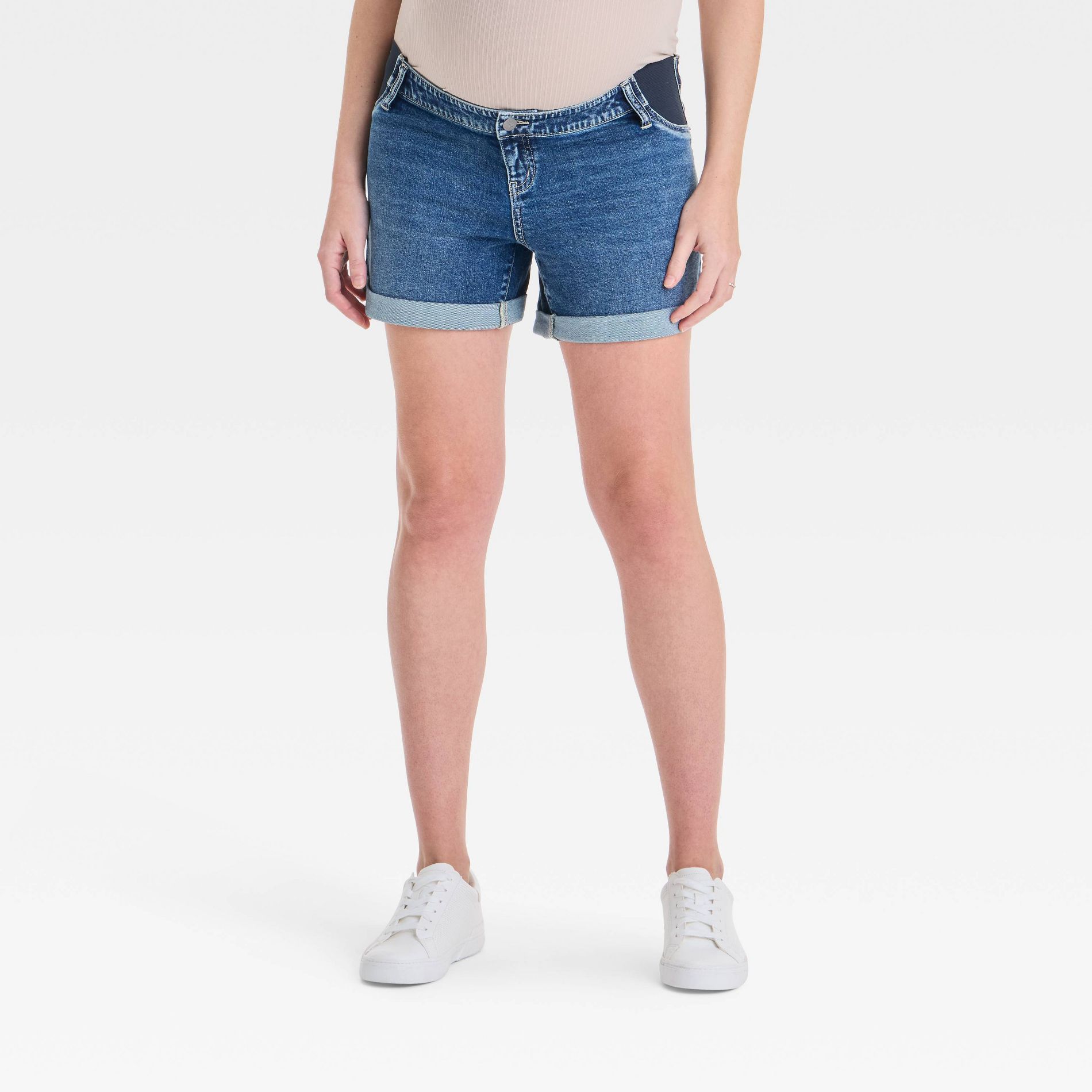 Under Belly Low-Rise Maternity Jean Shorts - Isabel Maternity by Ingrid & Isabel™ Dark Wash 8: Stretch Denim, 5" Inseam