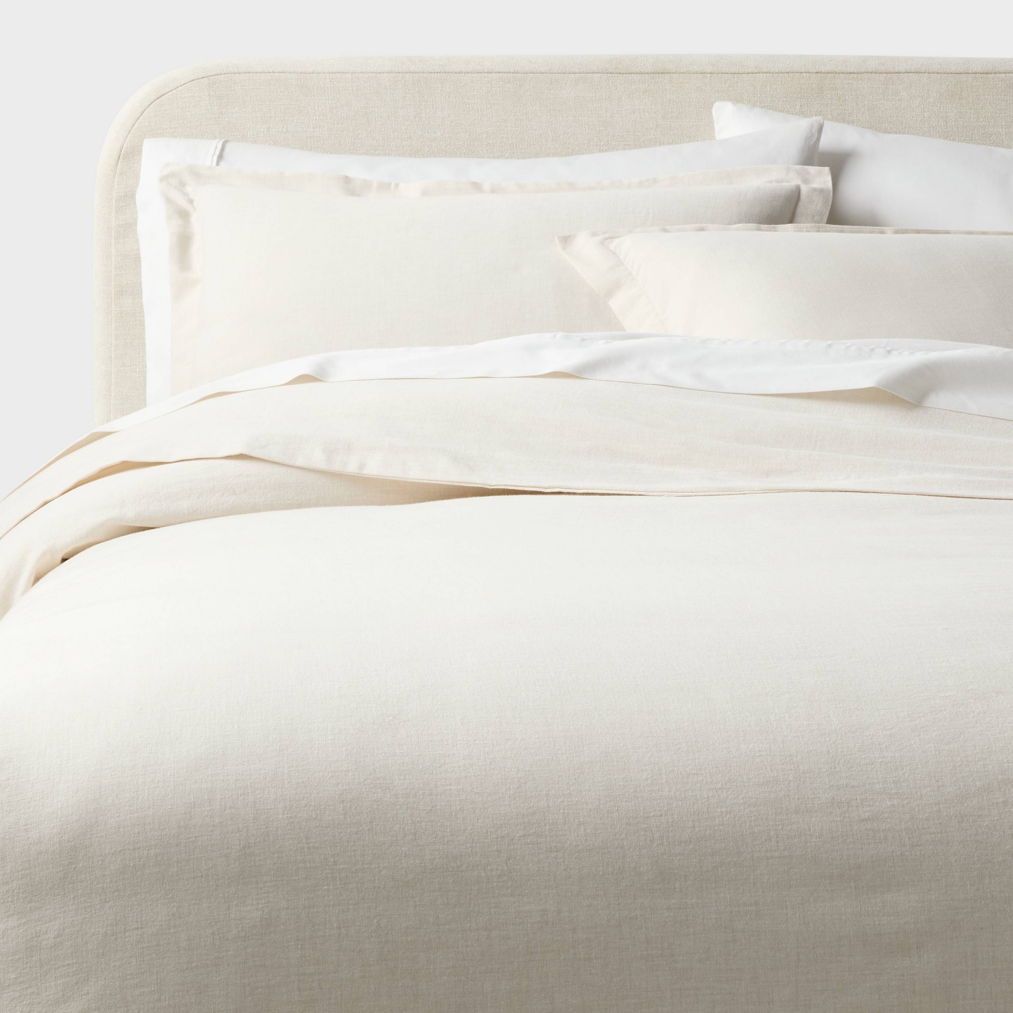 Full/Queen Casual Textured Cotton Duvet Cover and Sham Set Ivory - Threshold™