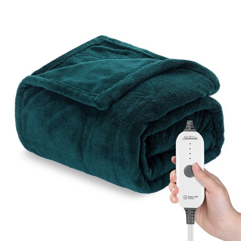 Sunbeam 50 X 60 Nordic Premium Heated Throw Foot Pocket Electric Blanket Emerald Microplush Machine Washable Target