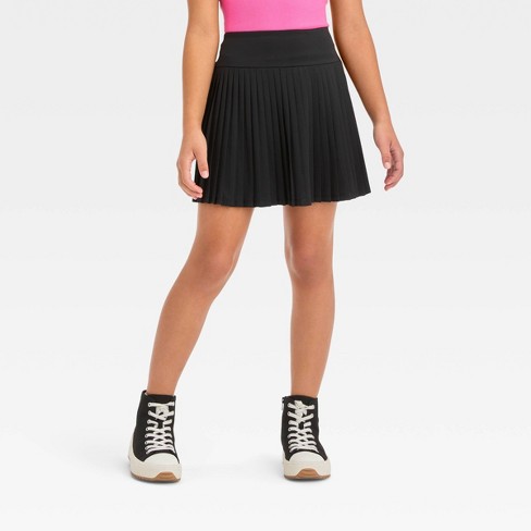 Girls Black Pleated Tennis School Skirt