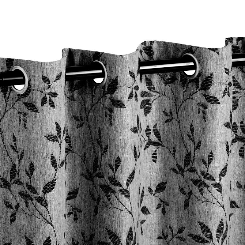 Vintage Leaves Jacquard 2 Piece Curtain Panel Set with Grommets by Blue Nile Mills, 2 of 5
