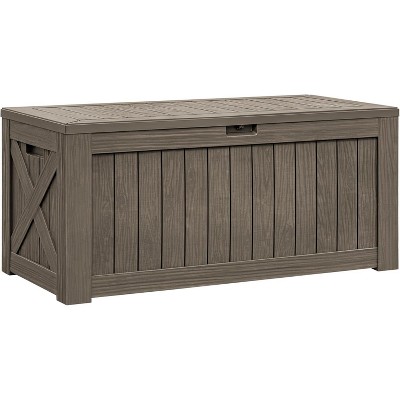 BI&SEA 120 Gallon Waterproof Deck Box-093A,Lockable Resin Storage Box for Patio Furniture Cushions Garden Tools and Outdoor Delivery Storage