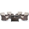 Buenhomino 5 Pieces Patio Wicker Furniture Set - 4 Outdoor Swivel Rocker Glider Chairs with Propane Fire Pit Table - 4 of 4