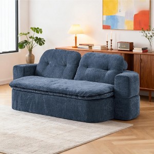 KWPZQEB 2-in-1 Folding Convertible Sofa Bed, Corduroy Upholstered Couch with 2 Pillows, Loveseat Sleeper Sofa for Living Room, Bedroom - 1 of 4