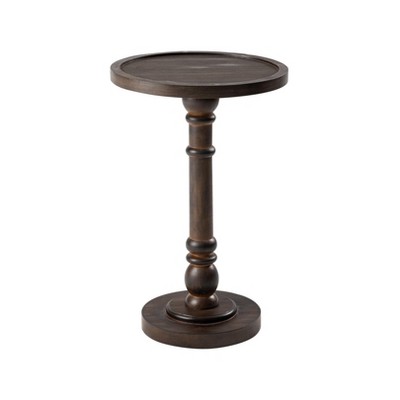JIONJOY Classic Pedestal Side Table - Rustic Tray Top End Table for Living Room, Bedroom or Entryway