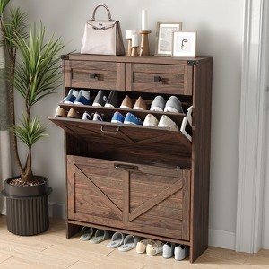 Freestanding Shoe Storage Cabinet with Drawers & Legs - 1 of 4