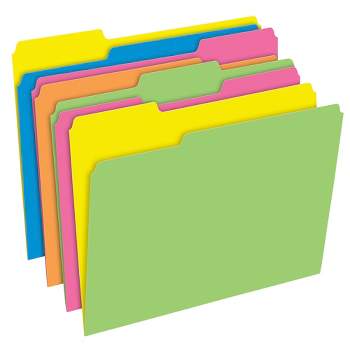 Pendaflex Twisted Glow File Folders, Letter Size, 3 Tab, Assorted Colors, Pack of 24