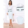 INSPIRE CHIC Women's Tweed High Waisted Button Decor Bodycon with Belt Office Midi Skirts - 2 of 4