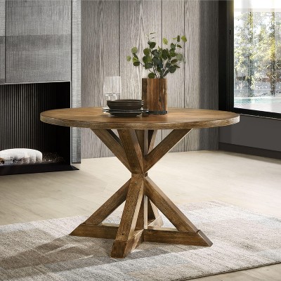 NicBex 48" Mid-Century Round Dining Table with Cross Leg for Dining Room, Living Room