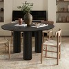 52" Oak Wood Drum Dining Table, Architectural Design Round Dining Table with 3 Legs for 4-6 person, Indoor Furniture - Maison Boucle - 2 of 4