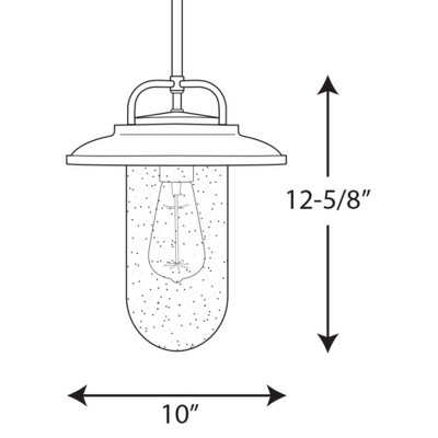 Beaufort Black Steel Hanging Lantern with Seeded Glass Shade