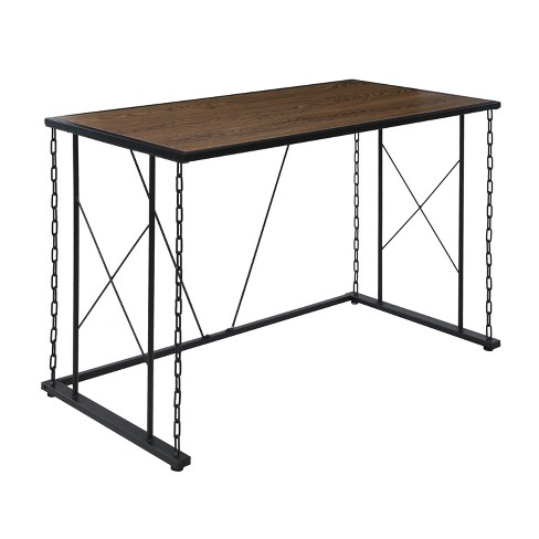 Folsom Ridge Writing Desk Black Steel Hickory Oak Wood Grain