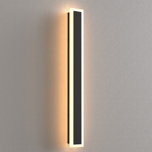 DORESshop 1-Light 23.6 in. Black Modern Integrated LED Outdoor Wall Light for Garden, Waterproof Porch Lantern Sconce - 1 of 4
