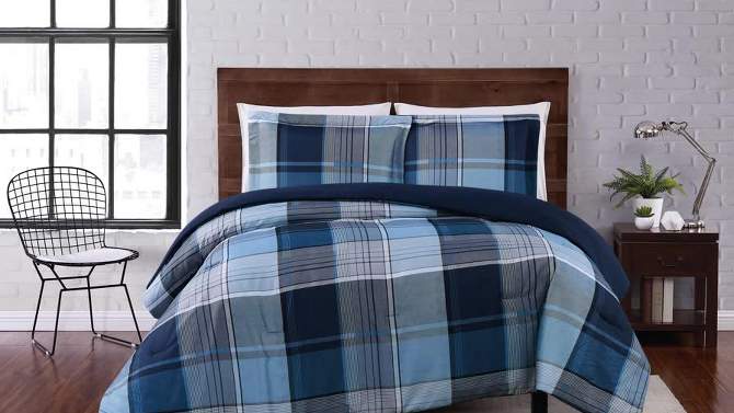 Trey Plaid Comforter Set Navy - Truly Soft, 2 of 5, play video