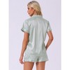 cheibear Women's Silky Satin Button Down Shirt with Shorts Sleepwear Pajama Sets - 4 of 4