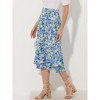 INSPIRE CHIC Women's Chiffon Elastic Waist Ruffle Tiered Flowy Midi Floral Printed Skirts - 3 of 4