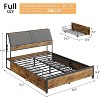Bed Frame with Storage & Charging Station, Upholstered Platform Bed, Ergonomic Headboard, Reinforced Metal Support, No Box Spring Needed, Brown - 2 of 4