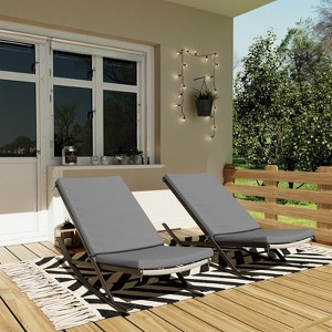 GustoWave Outdoor Rocking Lounge Chair Set of 2, Patio Lounge Chair with Removable Cushions, Perfect for Nap Relaxation, Gray - 1 of 4