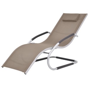 vidaXL Sun Lounger with Pillow Aluminum and Textilene Taupe - 1 of 4