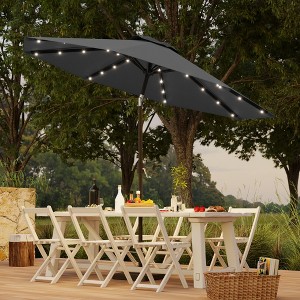 Sonkuki Patio 9FT LED Market Umbrellas With Solar Lights, Table Umbrella for Patio and Outdoor With Tilt Button for Deck and Pool - 1 of 4