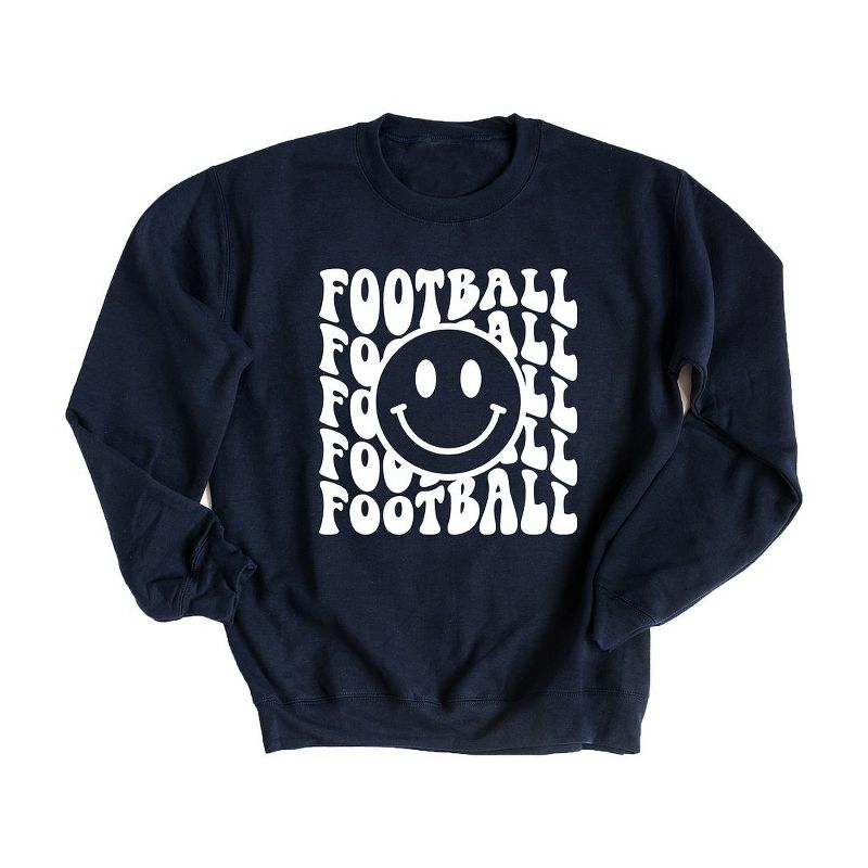 Simply Sage Market Women's Graphic Sweatshirt Football Smiley Face, 1 of 4