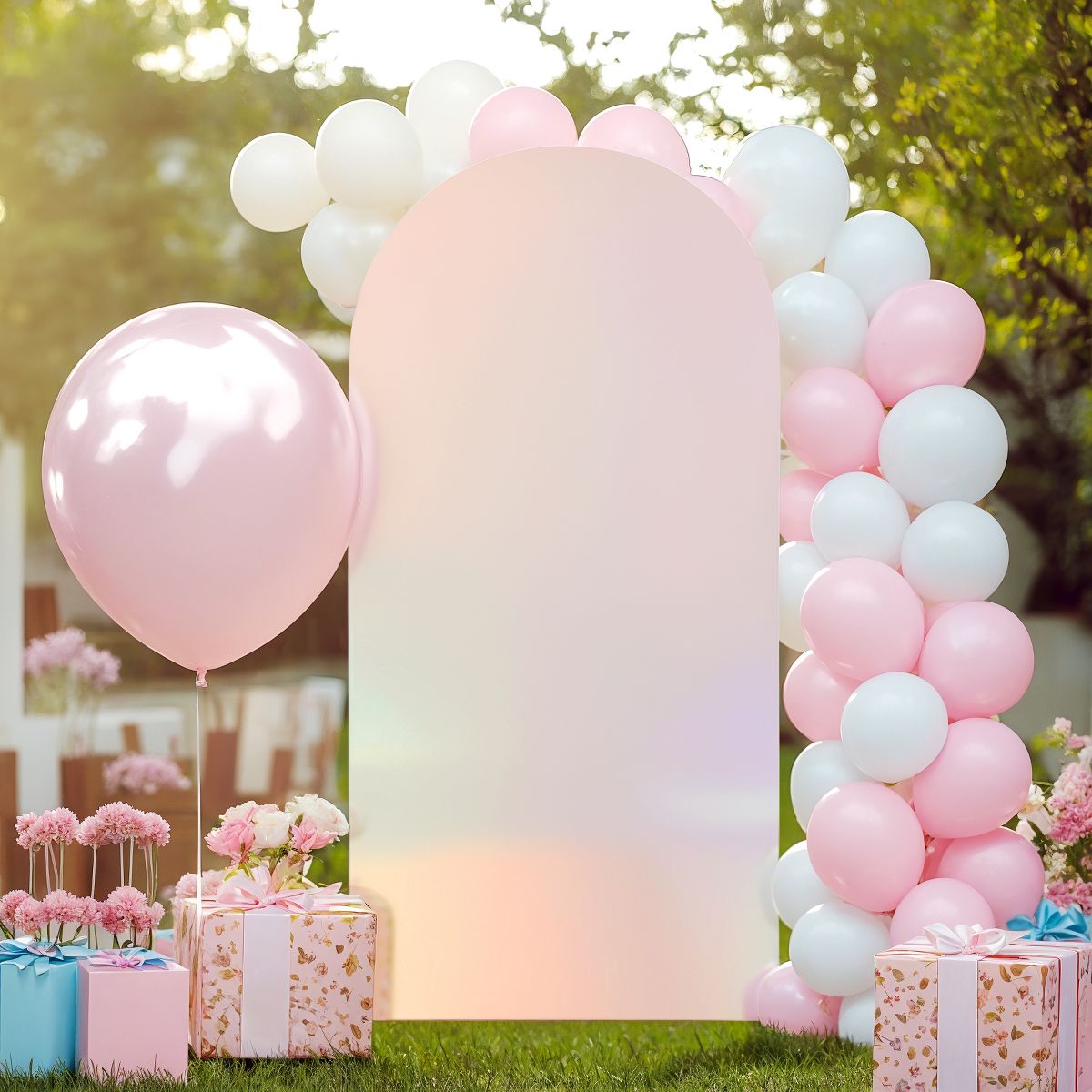 Arch Backdrop Cover 6ft Stretchy Backdrop Gradient Color Undersea Arched Stand Covers for Birthday Wedding Birthday Party Decoration, Multicolored - thumbnail 10