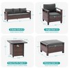 Sonkuki 9 Pieces Patio Sofa with Square Fire Pit Table and Ottomans, Patio Conversation Couch with Cushion - 3 of 4