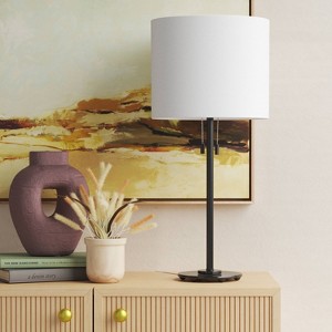 Reeded Metal Stick Lamp with Dual Socket Black: ETL Listed, No Assembly - Threshold™ - 1 of 4